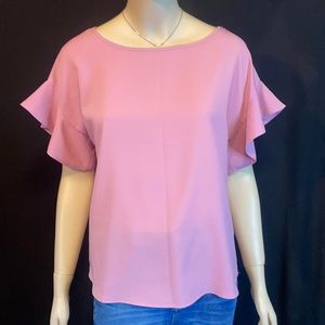Banana Republic Pink Flutter Sleeve Blouse